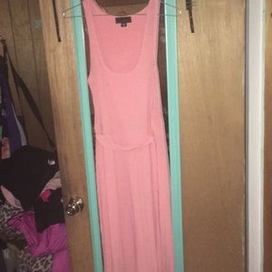 Floor length pink dress